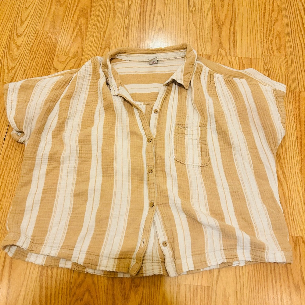 Old Navy Linen Striped Button-Up Shirt sz S
